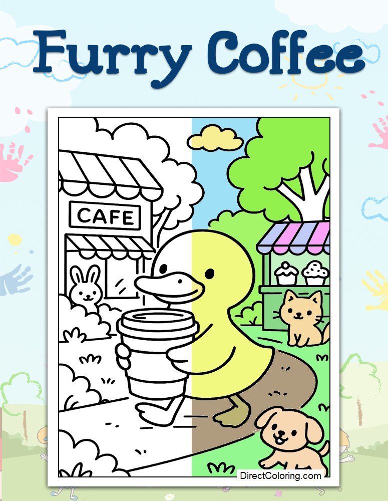 Furry Coffee Coloring Pages